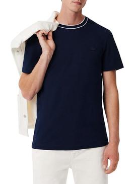 Camiseta Lacoste Pique azul para homem.