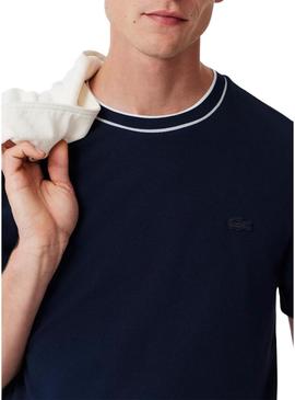 Camiseta Lacoste Pique azul para homem.