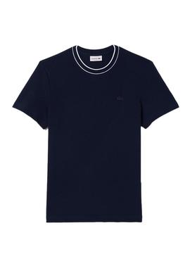 Camiseta Lacoste Pique azul para homem.
