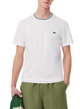 Camiseta Lacoste Ribbed branca para homem