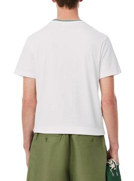 Camiseta Lacoste Ribbed branca para homem