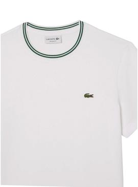 Camiseta Lacoste Ribbed branca para homem