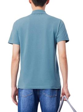 Camisa básica Lacoste Polo Azul com Bordas para Homem.
