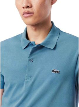 Camisa básica Lacoste Polo Azul com Bordas para Homem.