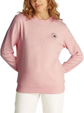 Moletom Tommy Jeans Essential Logo rosa para mulher