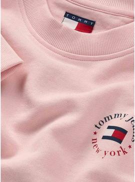 Moletom Tommy Jeans Essential Logo rosa para mulher
