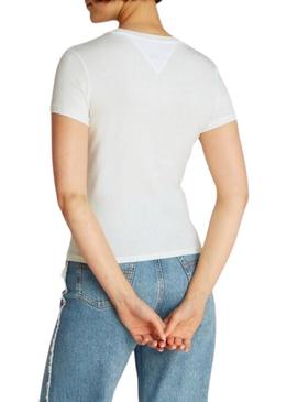 Camiseta Tommy Jeans slim branca para mulher.