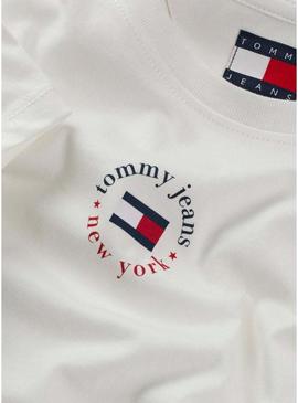 Camiseta Tommy Jeans slim branca para mulher.