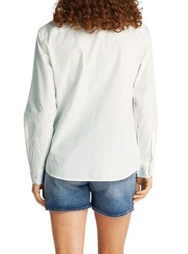 Camisa Tommy Jeans Pinstripe branca para mulher