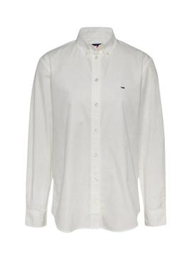 Camisa Tommy Jeans Pinstripe branca para mulher