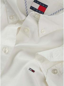 Camisa Tommy Jeans Pinstripe branca para mulher