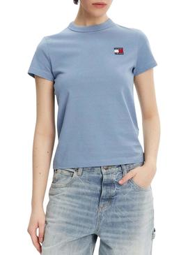 Camiseta Tommy Jeans Badge azul para mulher.
