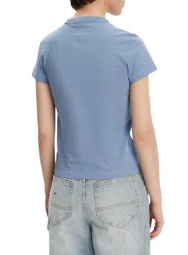 Camiseta Tommy Jeans Badge azul para mulher.