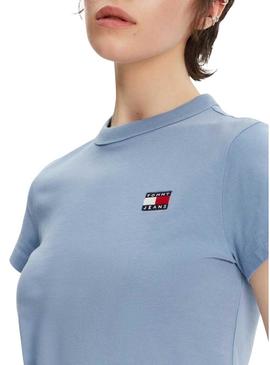 Camiseta Tommy Jeans Badge azul para mulher.