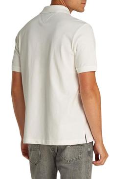 Camisa polo Tommy Jeans Linear branca para homem.