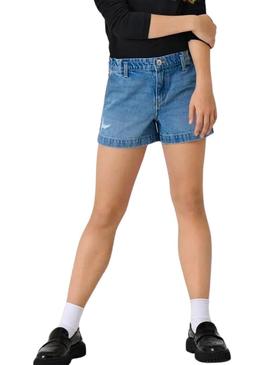 Shorts de ganga Only Kogcomet de perna larga azul para menina.