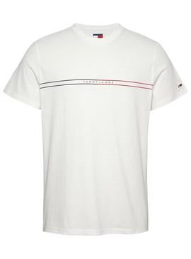 Camiseta Tommy Jeans Graphic branca para homens.