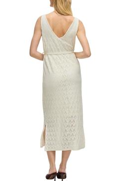 Vestido Vila Vimalina bege para mulher.