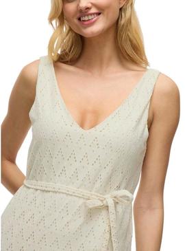 Vestido Vila Vimalina bege para mulher.