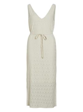 Vestido Vila Vimalina bege para mulher.