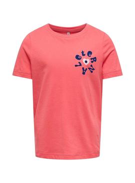 Camiseta Only Kids Koghappy Life rosa para menina.