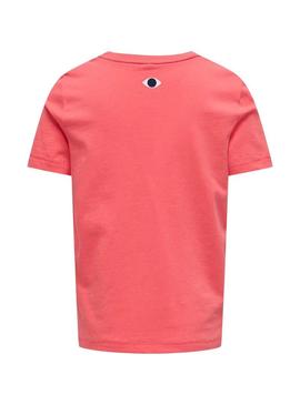 Camiseta Only Kids Koghappy Life rosa para menina.