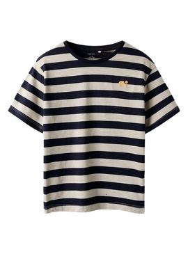 Camiseta Name It Fridy listras bege para menina