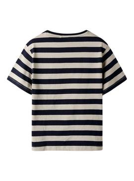 Camiseta Name It Fridy listras bege para menina