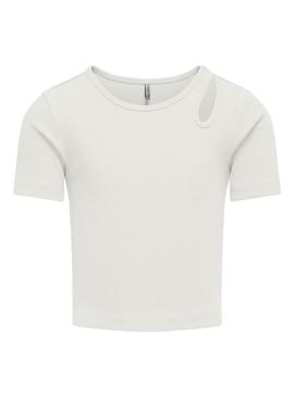 Camiseta Only Kognessa branca para menina.