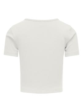 Camiseta Only Kognessa branca para menina.