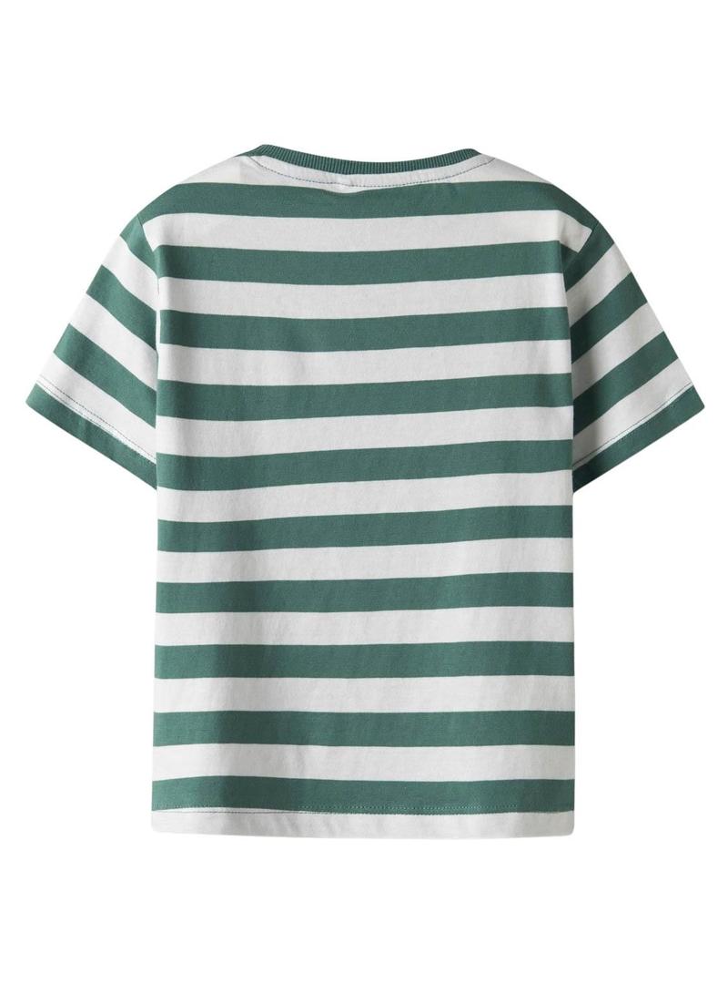 Camiseta Name It Fridy listras verde para menino.