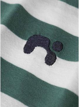 Camiseta Name It Fridy listras verde para menino.