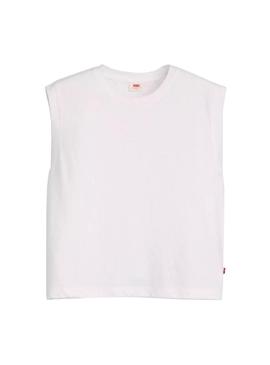 Camiseta Levis Boxy branca para mulher.
