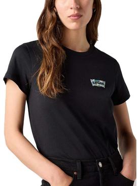 Camiseta Levis Coloring Book preta para mulher.