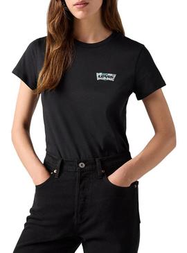 Camiseta Levis Coloring Book preta para mulher.