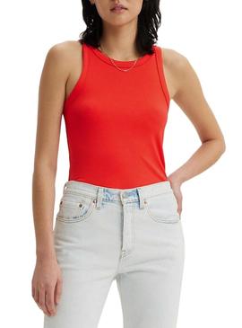 Camiseta Levis Tank vermelha para mulher.