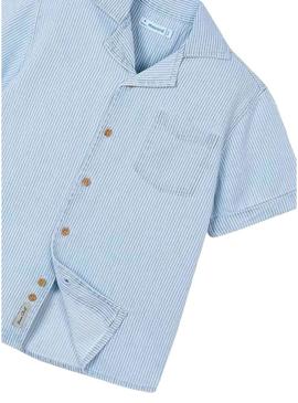Camisa Mayoral denim listrada azul para meninos.