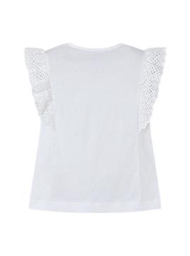 Camiseta Mayoral em crochê branca para menina