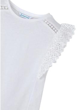 Camiseta Mayoral em crochê branca para menina