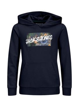 Moletom Jack and Jones Hawaii Shape azul marinho infantil.