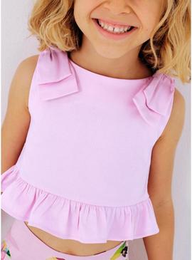 Top Peplum de alça malva para menina.