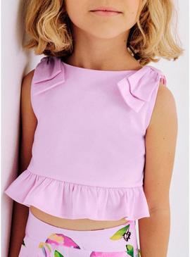 Top Peplum de alça malva para menina.