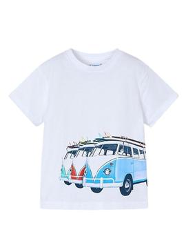 Camiseta Mayoral Surf branca para criança.