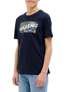 Camiseta Jack and Jones Hawaii Shape marinho criança