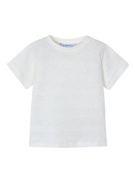 Camiseta Mayoral estrutura de malha branca para menino.