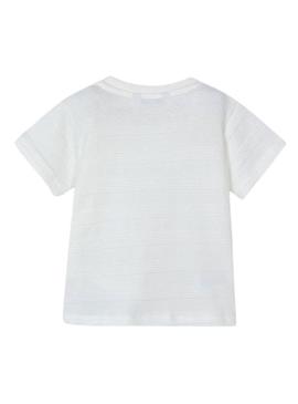 Camiseta Mayoral estrutura de malha branca para menino.