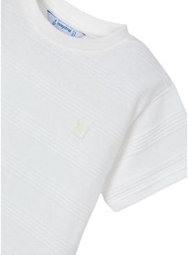 Camiseta Mayoral estrutura de malha branca para menino.