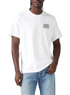 Camiseta Levis Relaxed branca para homem.