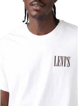 Camiseta Levis Relaxed branca para homem.