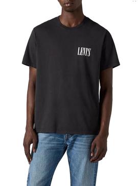 Camiseta Levis Relaxed preta para homem.